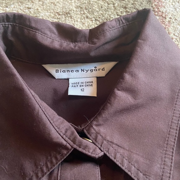 Brown Short Sleeve Button-up Dress - Picture 3 of 4